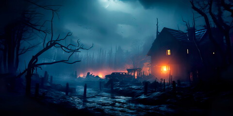 around eerie and haunted landscapes, filled with mystery and supernatural occurrences. Generative AI