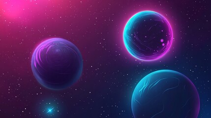 Naklejka premium Galaxy background with planets
