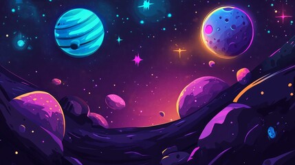 Naklejka premium Galaxy background with planets