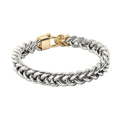 Naklejka premium A Stylish Silver And Gold Chain Bracelet On A White Background