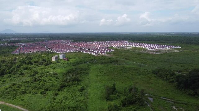 Aerial view of subsidized housing development in South Kalimantan
