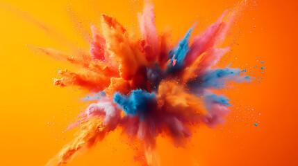 Vivid smoke explosion with colorful powders