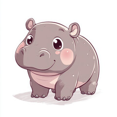 Fototapeta premium A kawaii-style pygmy hippopotamus 
