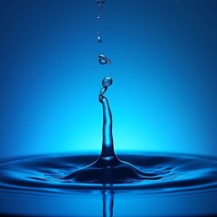 Water drop splash on blue light background