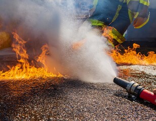 Obraz premium firefighters who are dealing with a raging fire,