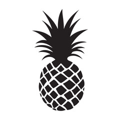 Obraz premium Pineapple natural food icon, Tropical fruit isolated on white background. Symbol of food, sweet, exotic and summer, vitamin, healthy. Nature logo dessert