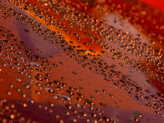 Abstract Pattern Of Liquid Drops On Glass Surface With Colored Backlight 

