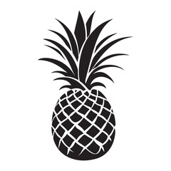 Pineapple natural food icon, Tropical fruit isolated on white background. Symbol of food, sweet, exotic and summer, vitamin, healthy. Nature logo dessert