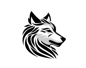head wolf side view profile tattoo logo design template illustration inspiration