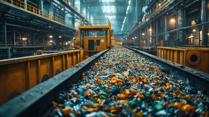 Obraz premium Modern Waste Recycling Facility Interior View