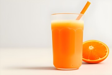 Orange Milk Soda in Transparent Glass Bottle Isolated on White Background
