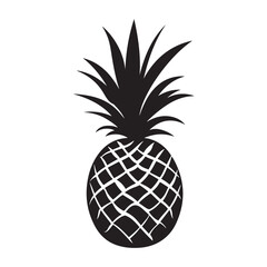 Pineapple natural food icon, Tropical fruit isolated on white background. Symbol of food, sweet, exotic and summer, vitamin, healthy. Nature logo dessert