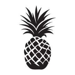 Obraz premium Pineapple natural food icon, Tropical fruit isolated on white background. Symbol of food, sweet, exotic and summer, vitamin, healthy. Nature logo dessert