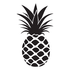 Obraz premium Pineapple natural food icon, Tropical fruit isolated on white background. Symbol of food, sweet, exotic and summer, vitamin, healthy. Nature logo dessert