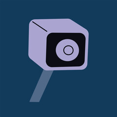 Vector illustration of camera or webcam in flat cartoon style. Perfect for streaming, video calls, digital content, and security themes. Modern technology icon for media or gadget related projects