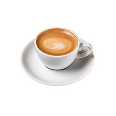 Close-Up Of A Cappuccino In A White Ceramic Cup On A Saucer