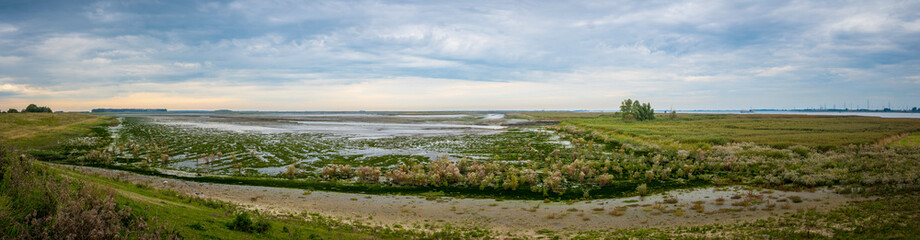 View into Drowned Land of Saeftinghe from Oude Doel, on the border between Belgium and the Netherlands