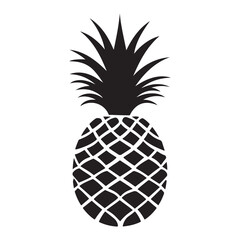 Obraz premium Pineapple natural food icon, Tropical fruit isolated on white background. Symbol of food, sweet, exotic and summer, vitamin, healthy. Nature logo dessert