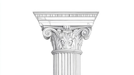 Obraz premium Intricate minimalist drawing of a Greek column in one continuous line, perfect for architectural illustrations or old building elements.