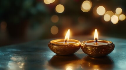 Obraz premium Diwali lamp with bokeh background