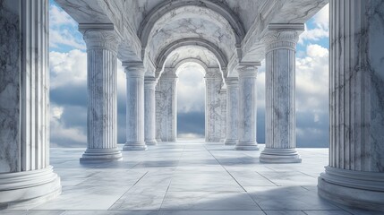 Marble architecture, representing strength and triumph, symbolizes a path paved with obstacles, leading to achievement.