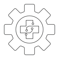 Vector icon for healthcare technology solutions. Symbol of digital innovation in medical services, ideal for health apps and platforms.