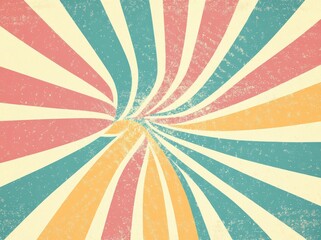 Retro background with colorful rays swirling in a vector illustration. Retro groovy poster