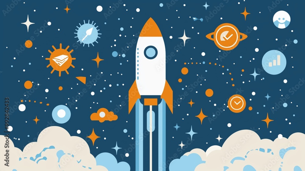 Poster bold startup launch sequence design concept