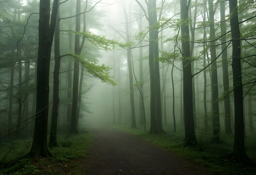foggy morning in the forest
