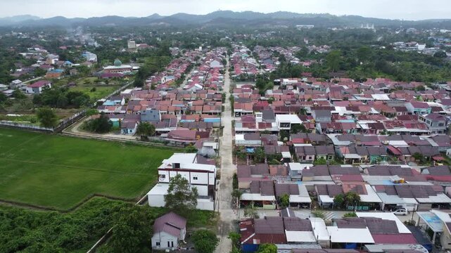 Aerial view of subsidized housing development in South Kalimantan