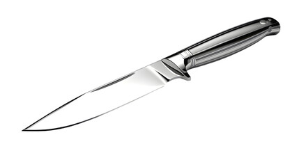 Obraz premium Polished Stainless Steel Kitchen Knife on White Background
