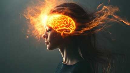 A Woman's Brain Engulfed in Blazing Flames