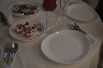 a served table in a restaurant