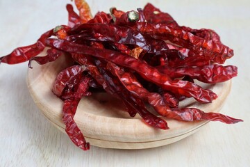 close up of dried red chilies