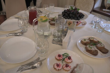 a served table in a restaurant