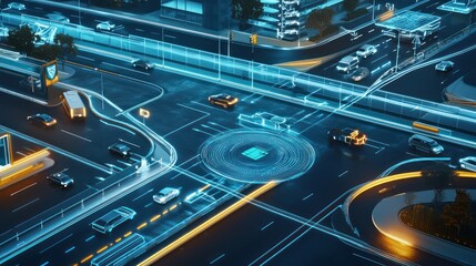 Blueprint for a smart city traffic management center, integrating AI-driven traffic flow analysis and incident response