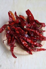 close up of dried red chilies