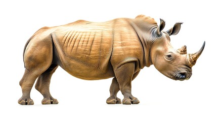 Obraz premium Big rhino animal isolated white background 