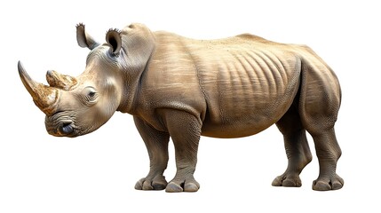 Obraz premium Big rhino animal isolated white background. 