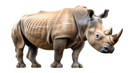 Obraz premium Big rhino animal isolated white background 