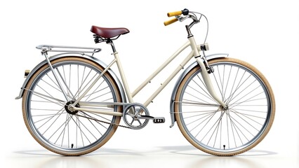 Fototapeta premium Realistic Bike on White Image. Beautiful Bicycle Close-Up Photo. Classic Bicycle on White Background. Stunning Bike Illustration. Bicycle on White Background Art.