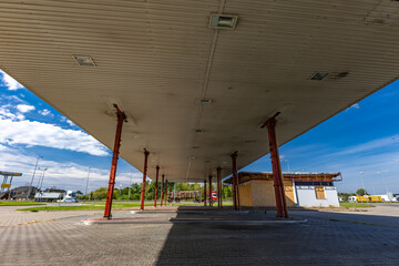 Abandoned, closed petrol station on the A1 expressway in Częstochowa