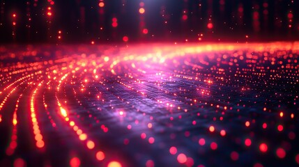 Fototapeta premium A futuristic IT background with neon-lit field lines, symbolizing the concept of advanced technology.
