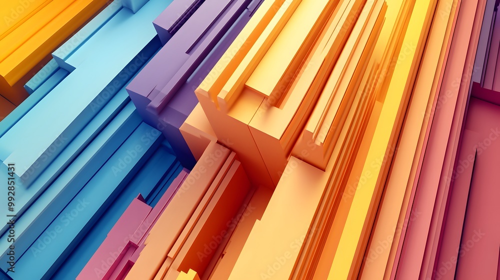 Poster abstract geometric pattern with vivid colors and layered shapes