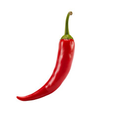 Single Red Chili Pepper Curved On A White Background