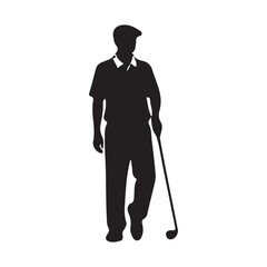 Golf Sport Silhouette - Golfer finished Tee-shot, Golf different silhouettes on white background