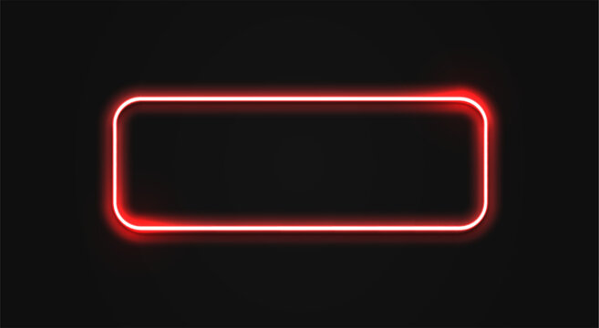 Neon red frame rectangle set. Glowing colorful rectangular border. Geometric shape action UI elements with copy space.