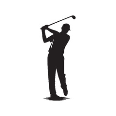 Golf Sport Silhouette - Golfer finished Tee-shot, Golf different silhouettes on white background