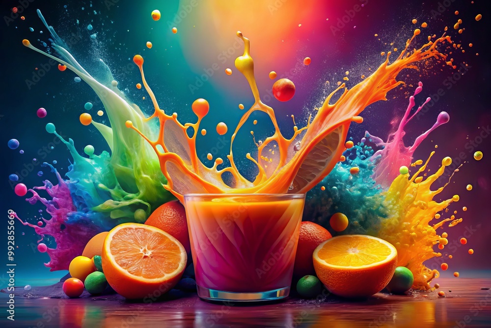 Aufkleber a dynamic splash of digital color for crafting an abstract background, stimulating creativity in des