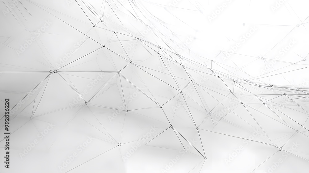 Poster abstract white background with black interconnected lines and circles